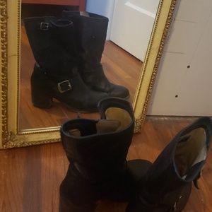 Frye black heeled barnes boots